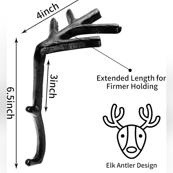 Christmas Stocking Hooks for Mantle, Holders Branch/Antler set of 5 NWT - Picture 2 of 6